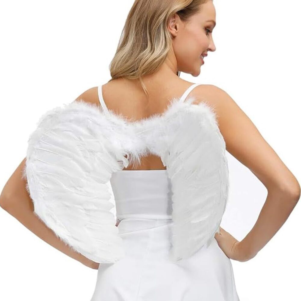 3839 Feather Wings White Headband Angel Feather Wings Halloween